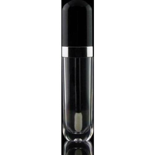 100pcs Empty Lipstick Tube Lip Gloss Container Tube Brush Black Cap Plastic Small Lip Balm Tube Refillable Pot Wholesale