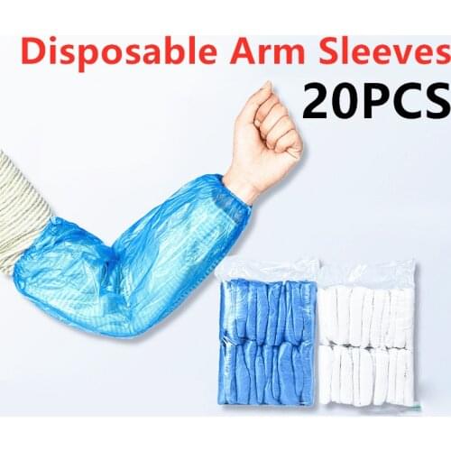 20PCS Disposable Arm Sleeves Elastic Bands Household Cleaning Supplies Waterproof And Oil-proof Long Sleeves PE Oversleeves