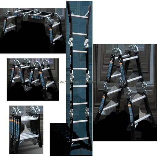 234567m Multi Functional Folding Aluminum Alloy Thickened Miter Ladder Household Ladder Vertical Ladder Joint Ladder Packa