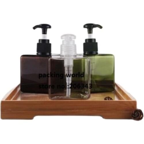 250ML BROWN/GREEN/TRANSPARENT PET BOTTLE WITH PRESS PUMP FOR BODY LOTION OR SHOWER GEL OR SHAMPOO CONAINING