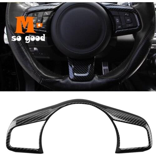 ABS Carbon Fibre For Jaguar F-PACE fpace Car Accessories Styling 2016 2017 2018 Car Steering wheel Button frame Covers Trim 1pcs
