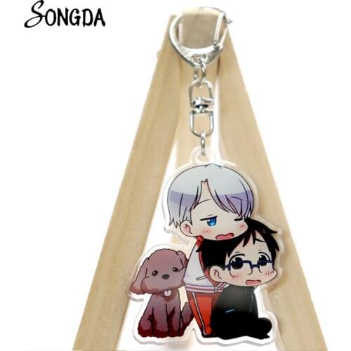 Anime Yuri on Ice Victor Acrylic Keychain Cartoon Figures Yuri Katsuki Plisetsky Nikiforov Original Keyring Backpack Charm Gifts