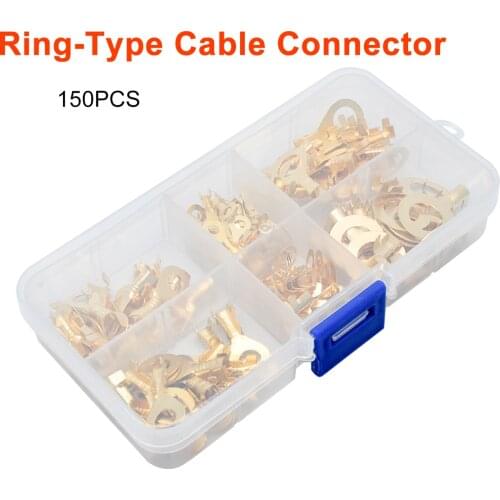 Car Electronics Accessories 150PCS Insulated Crimp Ring Terminals Wire Connectors Spade Electrical Kit & Box