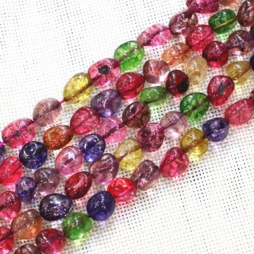 Freeform Irregular Shape New Arrival Multicolor 10mm Synthetic Tourmaline Crystal Stone Jewelry Making Loose Beads 15inch B3285
