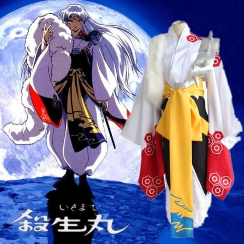 Free PP Japanese Anime Cosplay Costume Sesshoumaru Cosplay Carnaval Fancy Dress Wig Cosplay Halloween Costume Fancy Dress