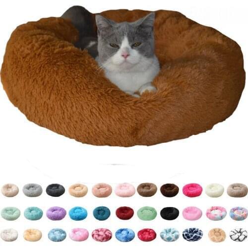 Big Round Cat Beds Soft Long Plush Mat Knnel Dog Bed For Dogs Basket Pet Products Cushion Cat Bed Mat Animals Sleeping Sofa