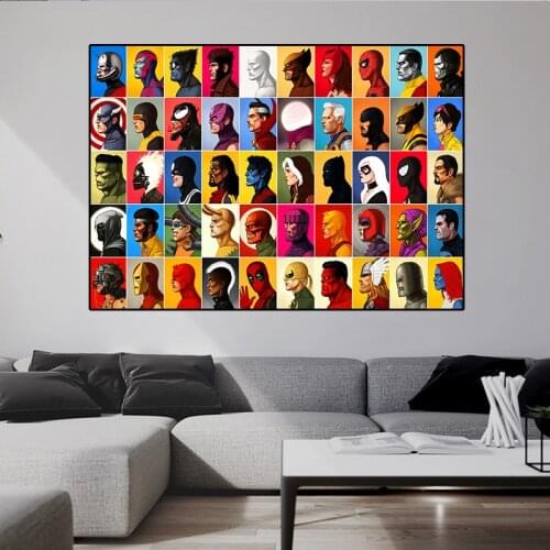 Marvel Superhero Avengers Large Set of Heads Home Decor Canvas Painting High Posters and Print Wall Art Pictures for Living Room