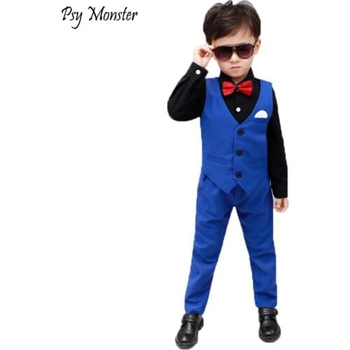 Boys Burgundy Short Suits Vest Set Slim Fit Ring Bearer Suit For Boys Formal Classic Costume Wedding Birthday Party Gift F158