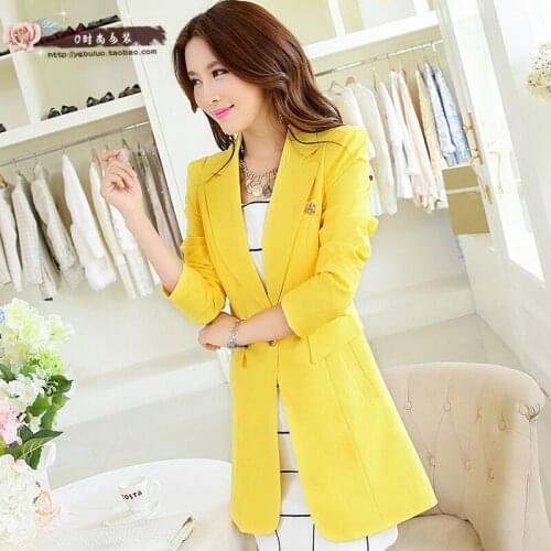 Brieuces 6 Colors New 2020 Autumn Spring Long Elegant Women Blazers Candy Colors Causal Slim Ladies Suits Jackets Long Sleeve