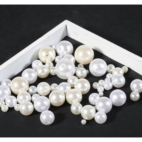 Ivory White Round 4mm-20mm straight holes Imitation ABS Pearl Beads for jewelry accessories Plastic Loose Beads Findings Making