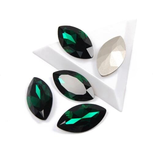 CTPA3bl 4227 3pcs/pack Navette Shape Emerald Color Crystal Glass Rhinestones For 3D Nail Art Rhinestones Decorations