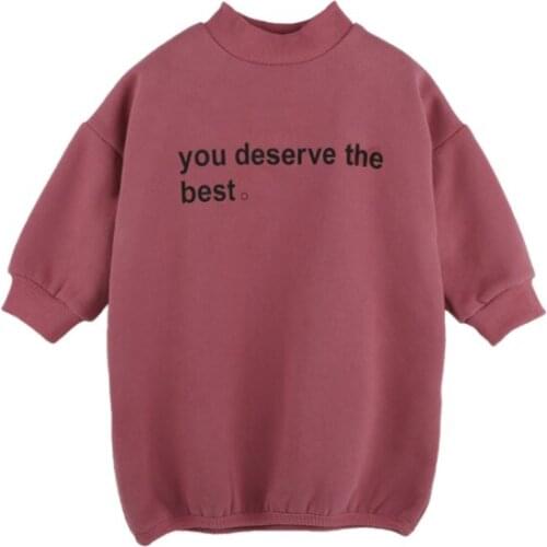 Childrens dress 2019 spring and autumn new girls long-sleeved dress cotton long letter hooded sweater dress