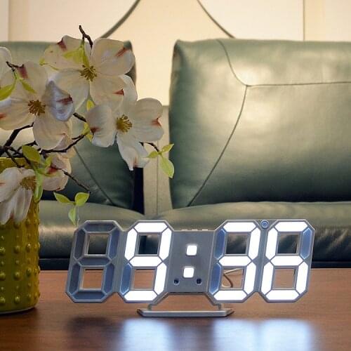 Hongchuang Korea stereo clock intelligent temperature alarm clock creative 3D digital wall clock hollow LED electronic clock