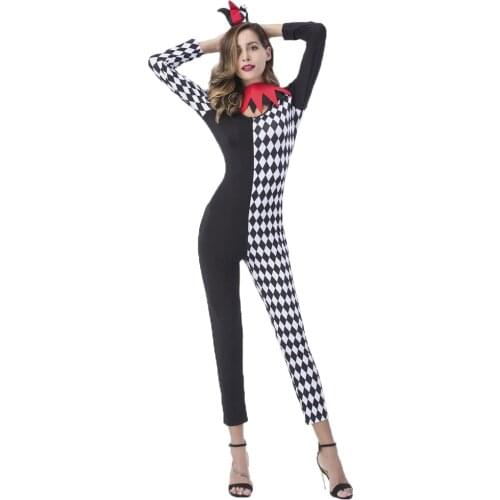 Umorden Womens Circus Clown Costume Magician Cosplay Jumpsuit Carnival Party Halloween Purim Fantasia Dress Up