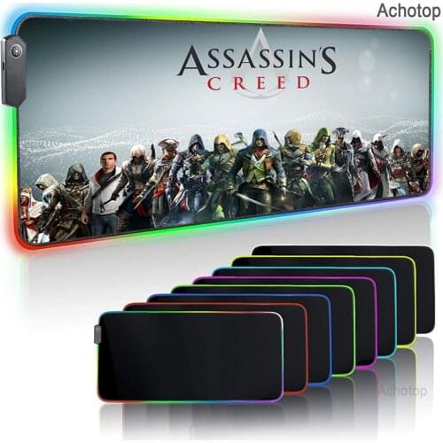 RGB Assassins creed mouse pad gamer Large XL alfombrilla ratón ordenador Keyboard Mat LED Light USB Wired Mice mini pc mousepad