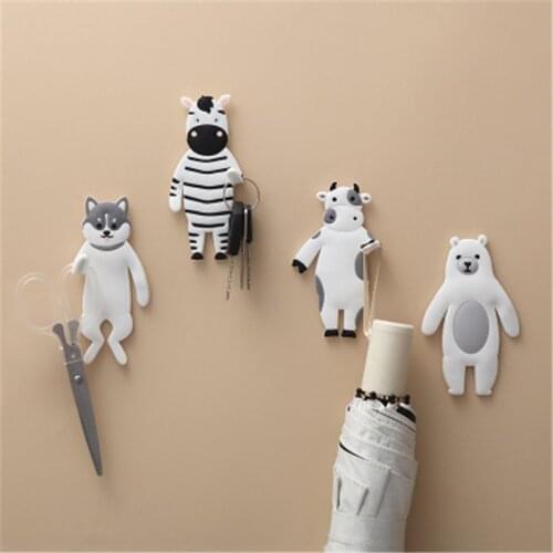 1pc Reuse Creative Animal Shape Bending Hooks No trace Cute Decorative Hooks on the Wall Behind the Door Bedroom Supplies
