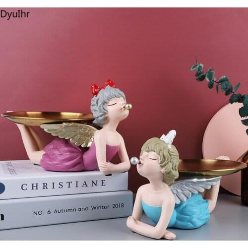 DyuIhr Nordic Creative Girl Storage Tray Resin Crafts Wedding Gift Home Entrance Key Living Room Tea Table Storage Decoration