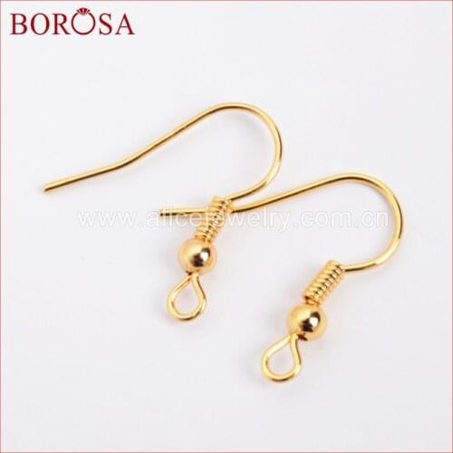 BOROSA Gold Color Metal Earring Hooks Ear Hooks For Jewelry Earrings Findings And Components DIY Accessories PJ023