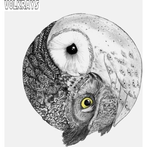 Volkrays Lovely Car Sticker Tai Chi Owl Animal Accessories High Quality PVC Deca for Golf 7 Kia Sportage Opel Astra J,11cm*10cm