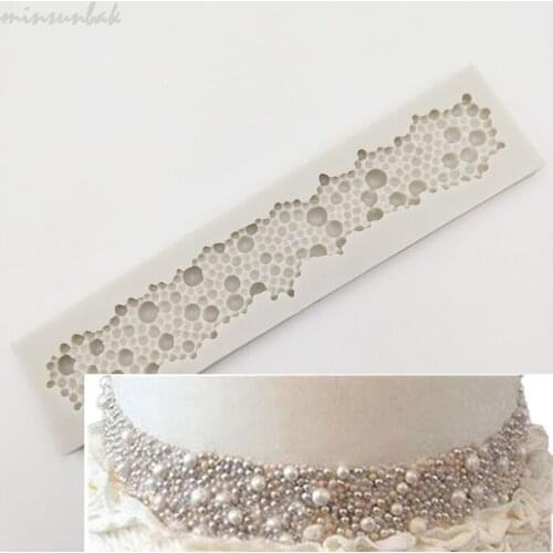 Minsunbak Bubble Pearl Silicone Fondant Mold DIY Long Strip Pearl Wedding Cake Border dDecoration Tools