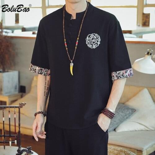 BOLUBAO New Men Flax T Shirt Fashion Leisure Clothing Men Tops Tees T Shirt For Male Trend Printing T-Shirt Tops