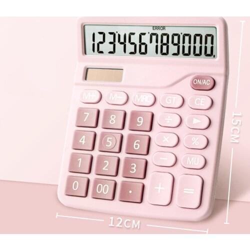 Desktop Calculator Standard Function Calculator with 12-Digit Large LCD Display Solar & Battery Dual Power for Home Basic Office