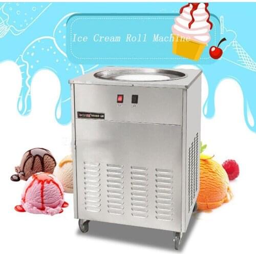 NB100S 48cm Single Round Pan Fried Ice Cream Roll Machine,Commercial Fried milk yogurt machine, ice cream maker 1600w