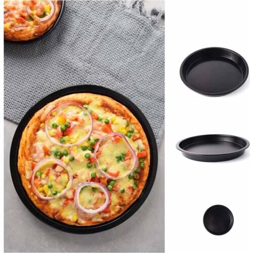 New Hot Stainless Steel Pizza Oven Baking Black Non-stick Baking Pan Mold Plate Round Cakes Pasta Large Oven Baking Tools