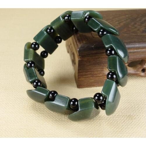 Natural hetian black green jade bracelet bangle beads jadite jade bracelets jade jewelry christmas bracelet 19*18mm