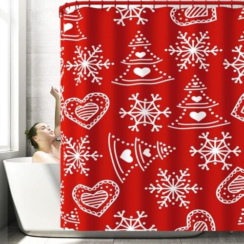 Christmas Snowflake Print Waterproof Shower Curtain Polyester 180X180cm Home Bathroom Curtain