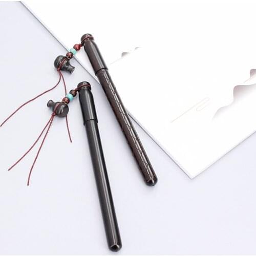 JNMZAUM solid wood black color roller pen classical design ebony material gift gel pens office business promotional laser logo