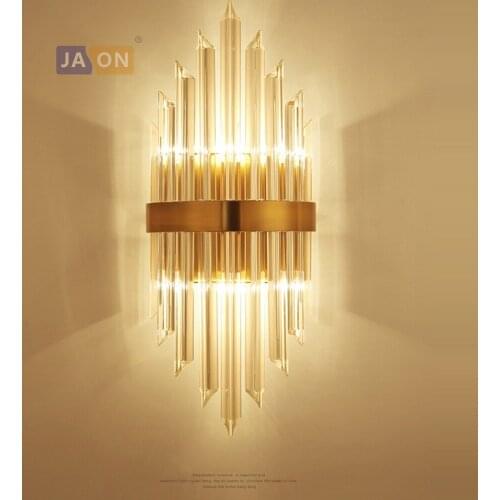 Led e14 Nordic Iron Crystal Gold Clear LED Lamp LED Light Wall lamp Wall Light Wall Sconce For Bedroom Corridor