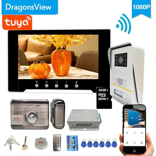 Dragonsview 7 Inch Wifi Tuya Home Intercom Video Door Phone Wireless 1080P Doorbell With Camera Electronic Lock Unlock Talk