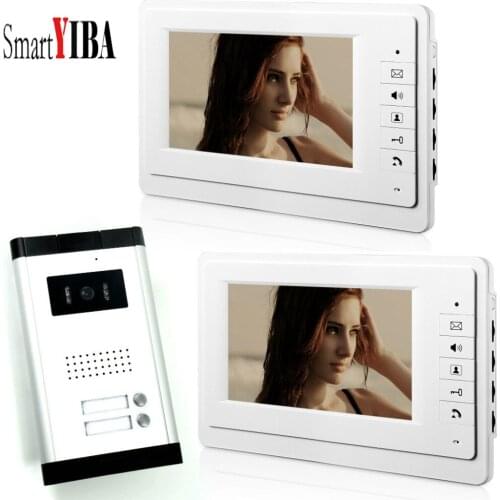 SmartYIBA Video Door Phone Intercom Entry System 7"Inch Monitor Video Doorbell Doorphone Camera Intercom 1 Camera 2 Monitor