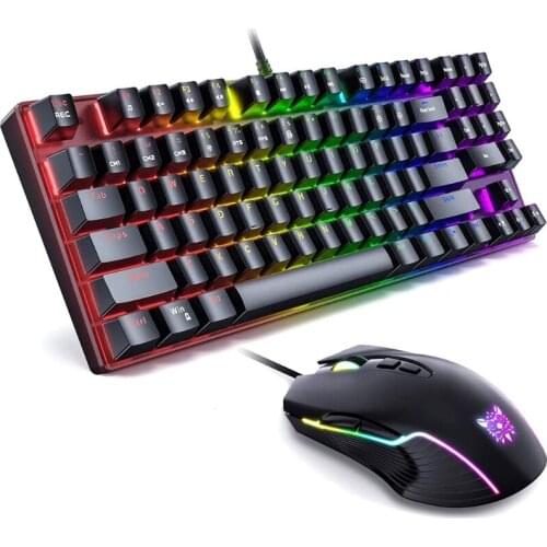 Manipulator Keyboard and Mouse Set Mechanical Gaming Keyboard Blue Switch RGB LED Backlit Wired Keyboard and Mouse Sets