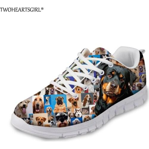 Twoheartsgirl Plaid Animal Dog Women Mesh Walking Shoes Cute Dalmatians Dog Lace Up Flats Breathable Ladies Fashion Sneakers