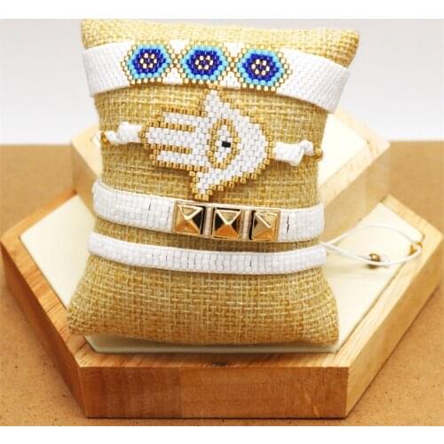 ZHONGVI Evil Eye Bracelet Fashion Insta Jewelry White MIYUKI Boncuk Hamsa Hand Pulseras Delica MIYUKI Bracelets Women Handmade