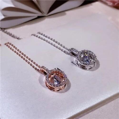 18K Sterling Rose Gold Color Diamond Pendant Necklaces for Women Christmas White Gemstone Gold Pierscionki Fine Jewelry Pendants
