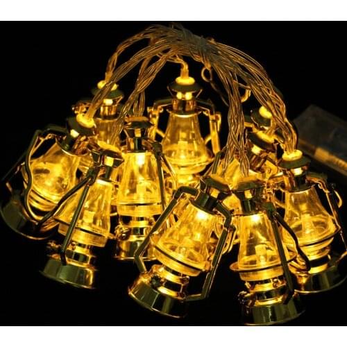 1.65M 10 LED Oil Lantern String Halloween Decoration Prop Golden Palace Lantern Christmas Party Decoration Lamp