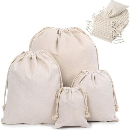 1PC (11 Size) Linen Jute Cotton Drawstring Gift Bags Jewelry Linen Drawstring Bag Birthday Wedding Party Candy Jute Gift Pouches