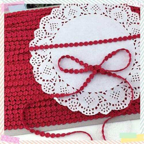 1cm Lace 15yds/lot red continuous red dot floral Venise Lace Trim with Design for Wedding Bridal and Garment Decoration18091503