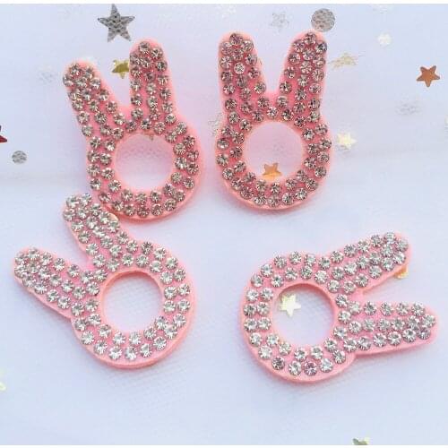 15pcs Rhinestone Patches Rabbit Appliques Crafts Hair Clip Handmade Accessories Apparel Sewing Materials Garment Decoration