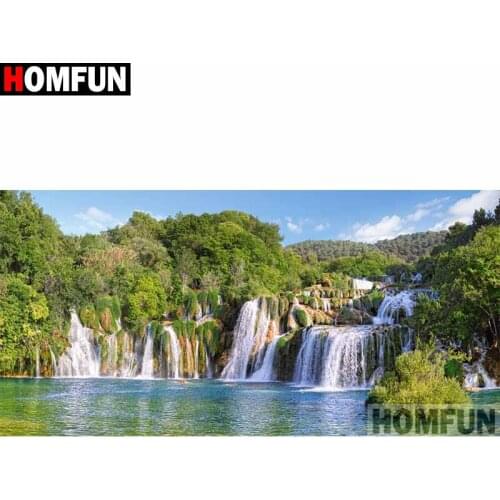 HOMFUN Full Square/Round Drill 5D DIY Diamond Painting "Waterfall mountain" Embroidery Cross Stitch 5D Home Decor Gift A30268