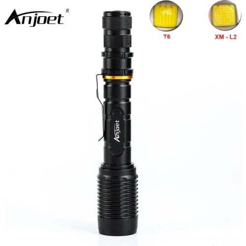 ANJOET 1000LM Zoomable XM-L2 XML-T6 LED Flashlight Torch Lighting 5 Mode Tactical Flashlight Hunting Camping Lights