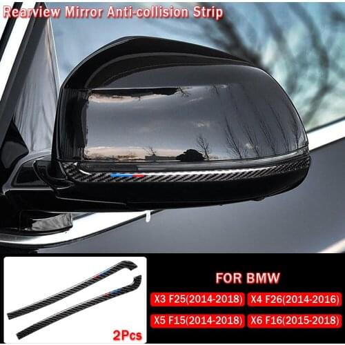 1 Pair Car Rearview Mirror Genuine Carbon Fiber Anti-Collision Strip For BMW F15 F16 F25 F26 X3 X4 X5 X6 Accessories