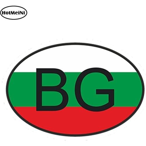 HotMeiNi 13cm x 9.1cm Car Styling Bg Bulgaria Country Code Oval With Flag Car Sticker Windows Helmet Waterproof Accessories
