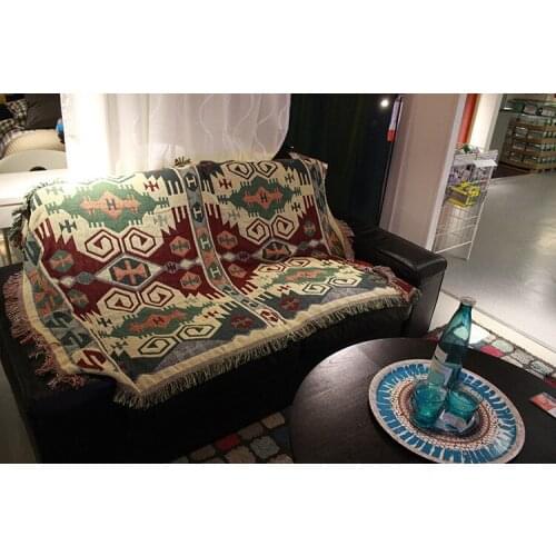 Bohemian Sofa Blanket Slipcover Throws Plaid Rectangular Boho Camping Travel Plane Blanket