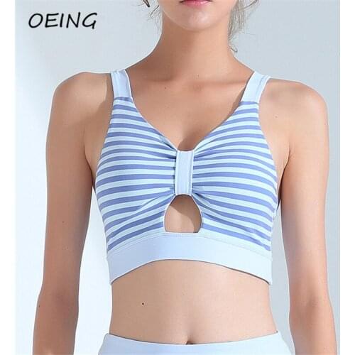Workout Joggers Bra Sexy Stripe Hollow Out Quick Dry Gym Bras Fitness Yoga Clothes Running Underwear