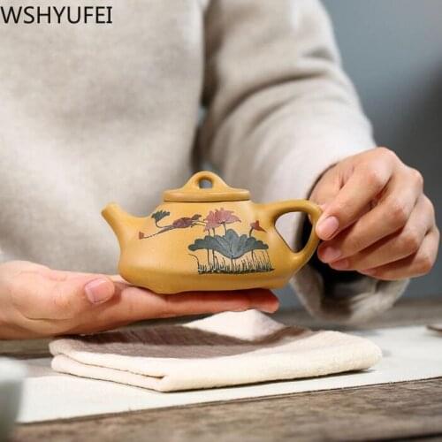 WSHYUFEI Yixing tea pot purple clay Stone scoop teapot ore pure Handmade chinese kettle Purple sand custom high-end gift 190ml