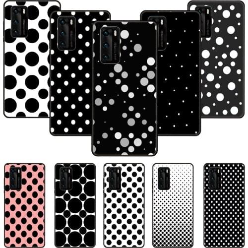 Phone Case For Huawei P20 P30 P40 P Smart Z + P10 Mate 30 10 20 Lite Pro Black Cover Shell Fashion Black and White Polka Dot